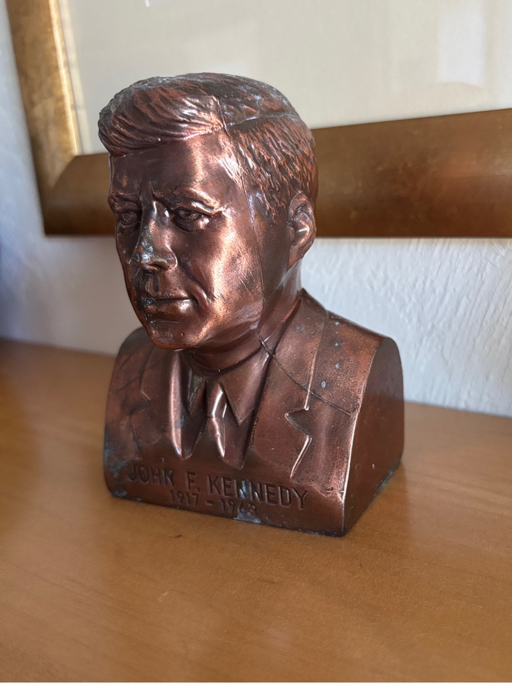 Vintage Coin Bank John F. Kennedy Bust Copper Finish - Collectible Coventry CONN - Picture 3 of 10